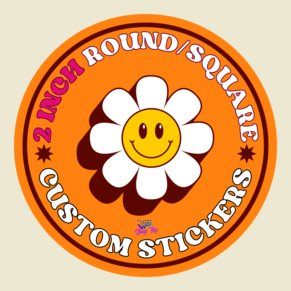 60 - Pcs 2-Inch Round/Square Stickers - High-Quality Stickers