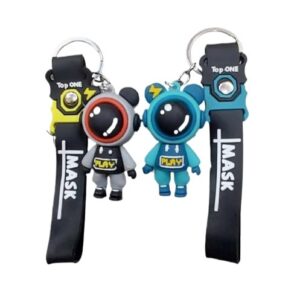 Space Galaxy Astronaut Keychain: Available in 4 Colors - Rubber Keychain for Girls and Boys - Motorcycle Collectible Strap - Unique Car Keyring