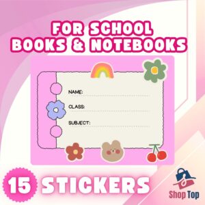 School Name Label Stickers – 15pcs Colorful Labels for Books & Notebooks | ShopTop