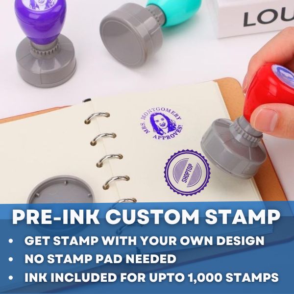 Custom Logo Stamp – Pre-Inked, No Ink Pad Needed – Personalized Flash Foam Stamps for Business, Personal & Office Use